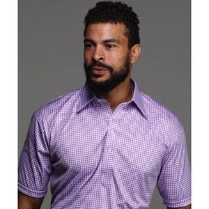 NWT Collars and Co The Original Dress Collar Polo Lavender Gingham Large